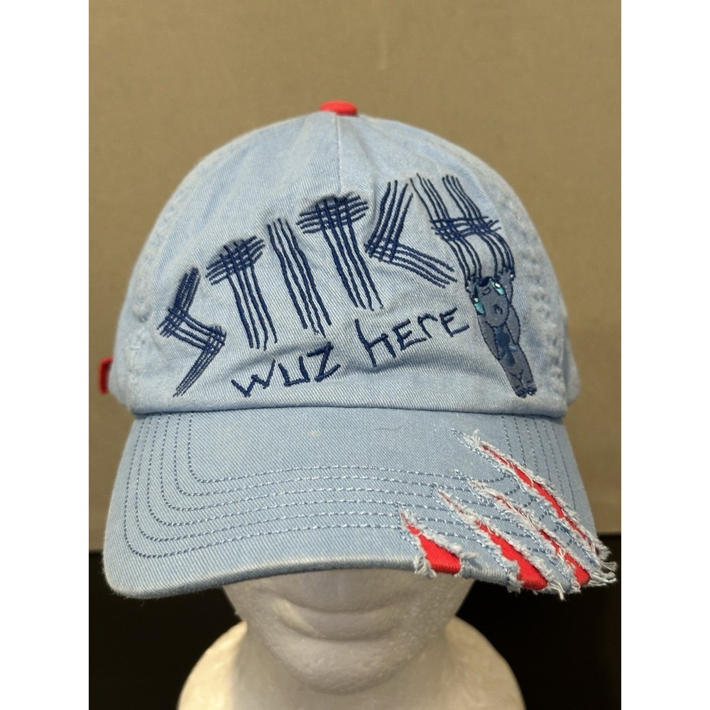 Stitch Hat Cap Strapback Disney Adjustable Stitch Was Here Blue Red‎ Claw Marks